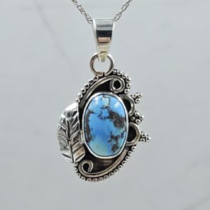 Golden Hills Turquoise 1" 925 Sterling Silver Pendant (REXT23-129)
