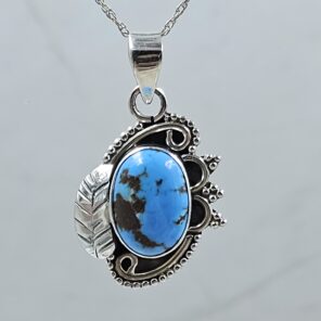 Golden Hills Turquoise 1" 925 Sterling Silver Pendant (REXT23-128)