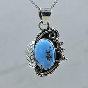 Golden Hills Turquoise 1" 925 Sterling Silver Pendant (REXT23-126)
