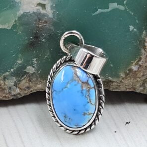 Golden Hills Turquoise 0.75" 925 Sterling Silver Pendant (REXT23-111)