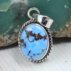 Golden Hills Turquoise 0.75" 925 Sterling Silver Pendant (REXT23-108)
