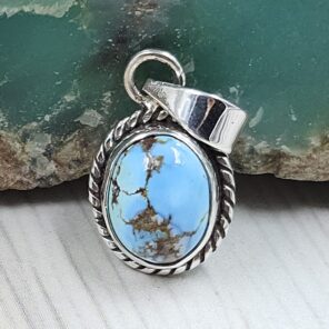 Golden Hills Turquoise 0.75" 925 Sterling Silver Pendant (REXT23-107)