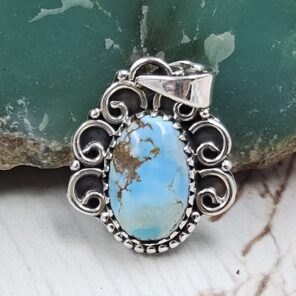 Golden Hills Turquoise 0.75" 925 Sterling Silver Pendant (REXT23-104)