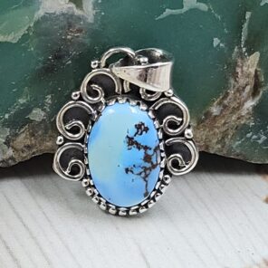 Golden Hills Turquoise 0.75" 925 Sterling Silver Pendant (REXT23-102)
