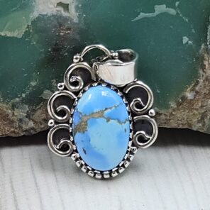 Golden Hills Turquoise 0.75" 925 Sterling Silver Pendant (REXT23-97)
