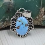 Golden Hills Turquoise 0.75" 925 Sterling Silver Pendant (REXT23-96)