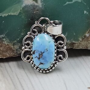 Golden Hills Turquoise 0.75" 925 Sterling Silver Pendant (REXT23-95)