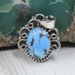 Golden Hills Turquoise 0.75" 925 Sterling Silver Pendant (REXT23-101)
