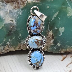 Golden Hills Turquoise 1.5" 925 Sterling Silver Pendant (REXT23-78)