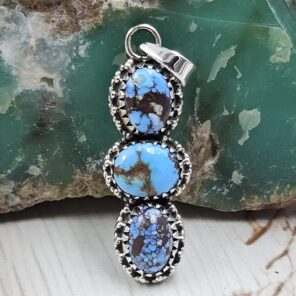 Golden Hills Turquoise 1.5" 925 Sterling Silver Pendant (REXT23-79)