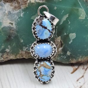 Golden Hills Turquoise 1.5" 925 Sterling Silver Pendant (REXT23-80)