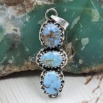Golden Hills Turquoise 1.5" 925 Sterling Silver Pendant (REXT23-81)