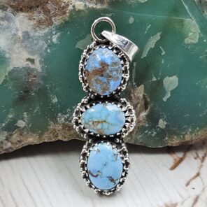 Golden Hills Turquoise 1.5" 925 Sterling Silver Pendant (REXT23-81)