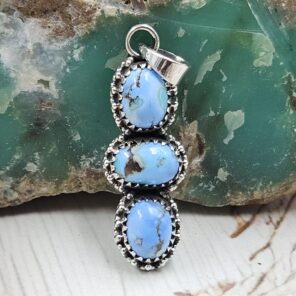 Golden Hills Turquoise 1.5" 925 Sterling Silver Pendant (REXT23-82)