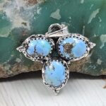 Golden Hills Turquoise 1" 925 Sterling Silver Pendant (REXT23-88)