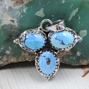 Golden Hills Turquoise 1" 925 Sterling Silver Pendant (REXT23-91)