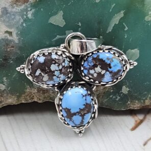 Golden Hills Turquoise 1" 925 Sterling Silver Pendant (REXT23-92)