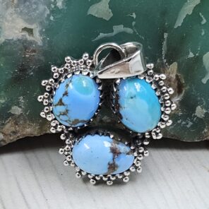 Golden Hills Turquoise 1" 925 Sterling Silver Pendant (REXT23-73)