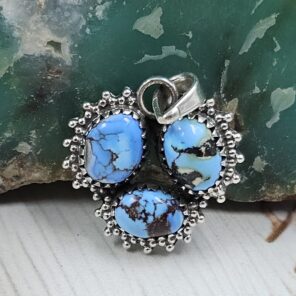 Golden Hills Turquoise 1" 925 Sterling Silver Pendant (REXT23-71)