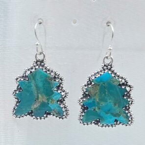 Mohave Turquoise Christmas Tree 1.5" 925 Sterling Silver Earrings (REXT77-32)