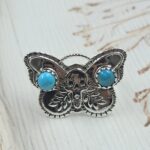 Butterfly Kingman Turquoise Southwest 925 Sterling Silver Ring (REXT119-51)