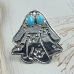 Ghost Kingman Turquoise Southwest 925 Sterling Silver Ring (REXT119-50)