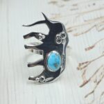 Elephant Kingman Turquoise Southwest 925 Sterling Silver Ring (REXT119-55)