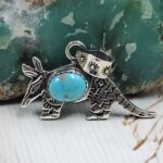 Kingman Turquoise Armadillo 0.75″ Southwest 925 Silver Pendant (RS70-15)