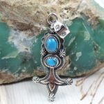 Kingman Turquoise 1.5″ Southwest 925 Silver Pendant (RS70-13)