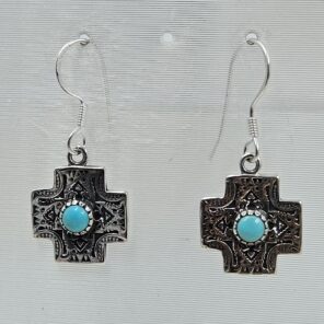 Kingman Turquoise Southwest 1.25" 925 Sterling Silver Earring (RS70-24)