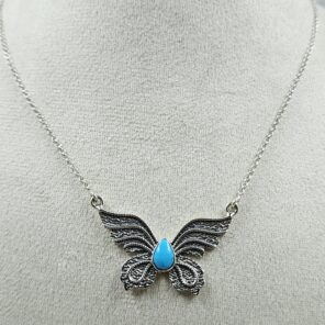 Kingman Turquoise 9.5″ Southwest 925 Silver Necklace (RS70-21)