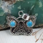Butterfly Kingman Turquoise 1.5" Southwest 925 Sterling Silver Pendant (REXT119-62)