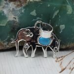 Elephant Kingman Turquoise 1.25" Southwest 925 Sterling Silver Pendant (REXT119-66)