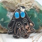 Ghost Kingman Turquoise Southwest 925 Sterling Silver Pendant (REXT119-60)