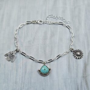 Kingman Turquoise Southwest Charm Necklace (RS13-456)