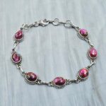 Pink Dahlia Turquoise 7.5" 925 Sterling Silver Bracelet (REXT11-432)