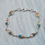 Spiny Oyster Turquoise 7.5" 925 Sterling Silver Bracelet (REXT11-435)