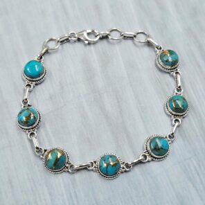 Mohave Turquoise 7.5" 925 Sterling Silver Bracelet (REXT11-414)
