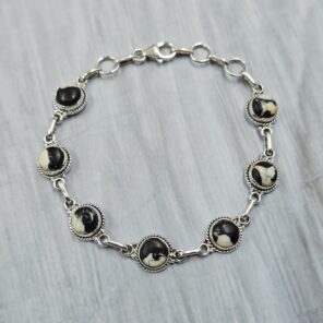 White Buffalo Turquoise 7.5" 925 Sterling Silver Bracelet (REXT11-415)