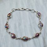 Pink Dahlia Turquoise 7.5" 925 Sterling Silver Bracelet (REXT11-452)