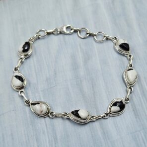 White Buffalo Turquoise 7.5" 925 Sterling Silver Bracelet (REXT11-453)