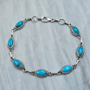 Mohave Turquoise 7.5" 925 Sterling Silver Bracelet (REXT11-439)