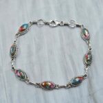Pink Dahlia Turquoise 7.5" 925 Sterling Silver Bracelet (REXT11-441)