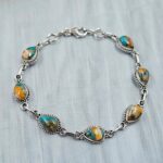Spiny Oyster Turquoise 7.5" 925 Sterling Silver Bracelet (REXT11-427)