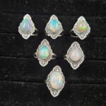 6 PCS Bulk Lot Ethiopian Fire Opal 925 Sterling Silver Rings (RS106-47)