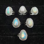 6 PCS Bulk Lot Ethiopian Fire Opal 925 Sterling Silver Rings (RS106-48)