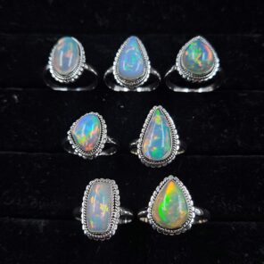 7 PCS Bulk Lot Ethiopian Fire Opal 925 Sterling Silver Rings (RS106-36)