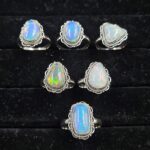 6 PCS Bulk Lot Ethiopian Fire Opal 925 Sterling Silver Rings (RS106-46)