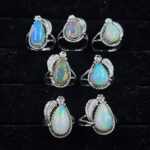 7 PCS Bulk Lot Ethiopian Fire Opal 925 Sterling Silver Rings (RS106-38)