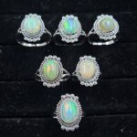 6 PCS Bulk Lot Ethiopian Fire Opal 925 Sterling Silver Rings (RS106-45)
